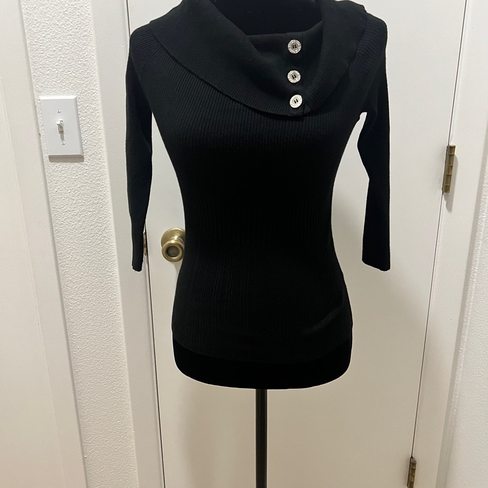 White House Black Market Black Cowl Neck Sweater